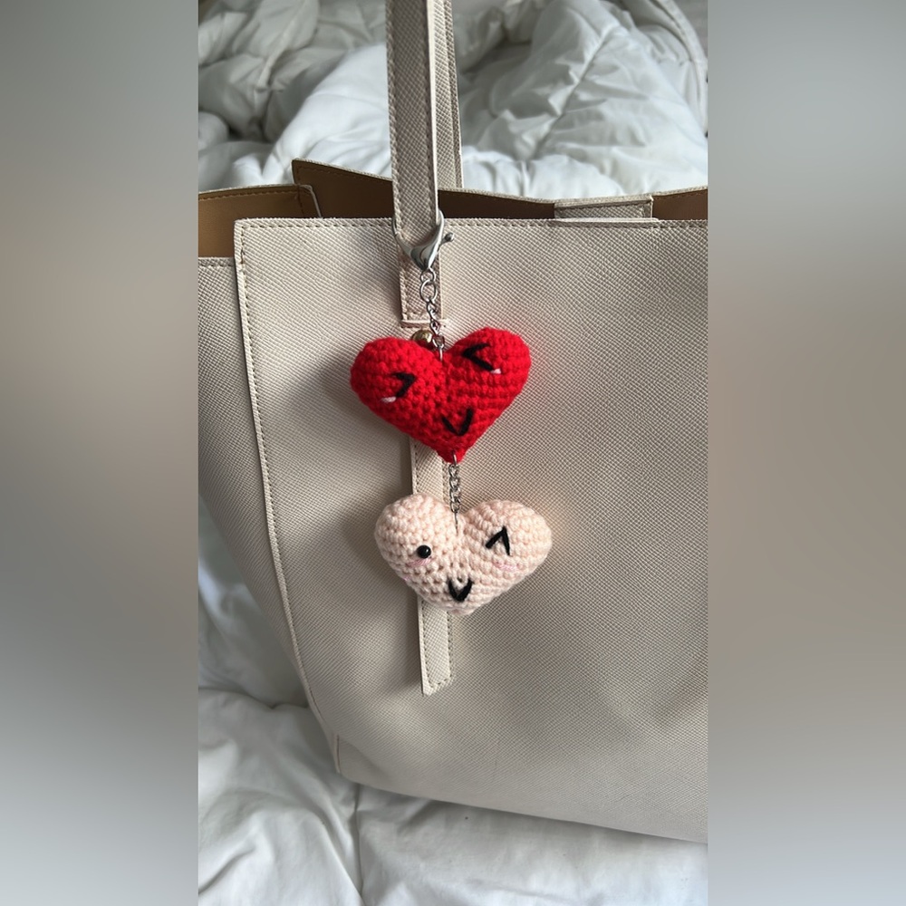 Handmade Heart Shaped Crochet Keychain Bag Charm - Picture 7 of 7